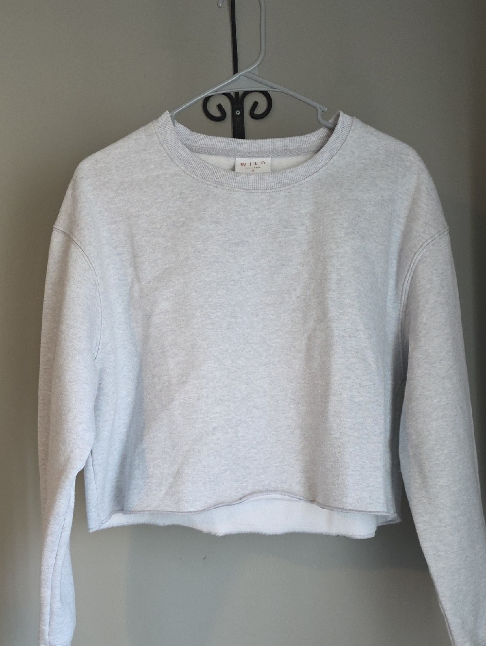 WILO The Label Cropped Crewneck Sweatshirt in Light Gray Size Small